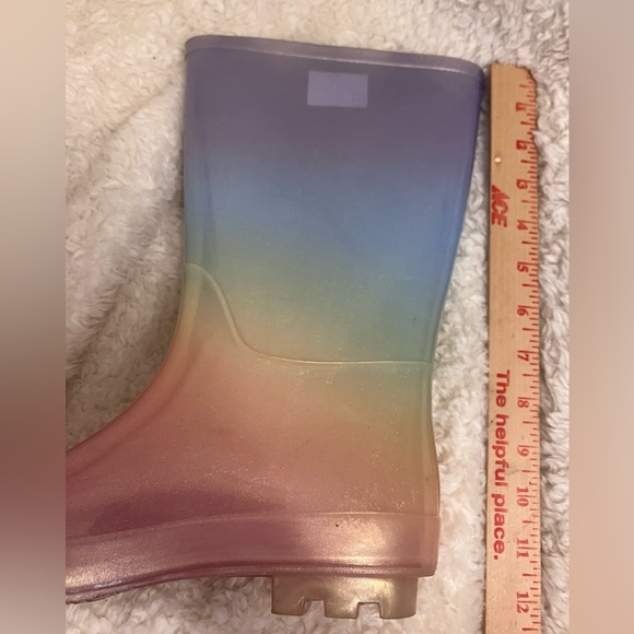 Cat & Jack Target kids Girls Pastel Okbre Rainbow Winter Rain Boots Size 6 - Picture 9 of 11